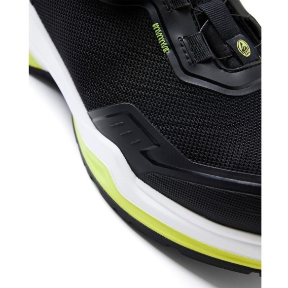 Calzado de seguridad Blaklader Striker negro verde lima lateral | VESLAB.COM