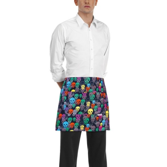 Tablier de serveur court Barman COLOR SKULLS Egochef | Veslab