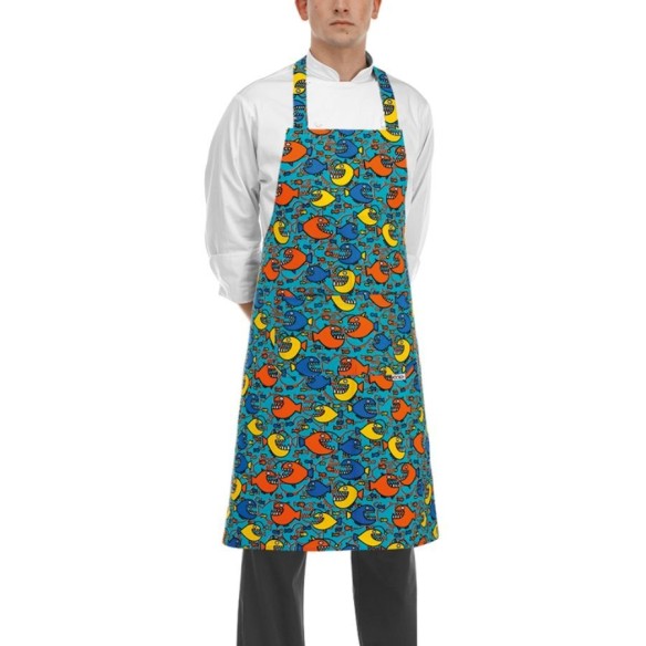 Davantal de cuina amb peto estampat SHARK | Egochef