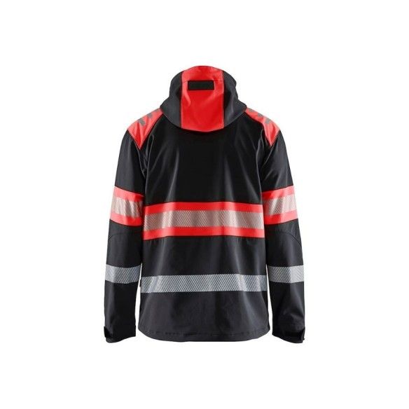 Chaqueta Softshell Alta Visibilidad 4494 Blaklader negro rojo espalda