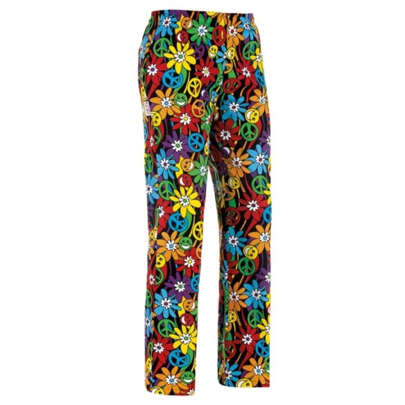PEACE AND LOVE printed chef trousers | Egochef | Veslab
