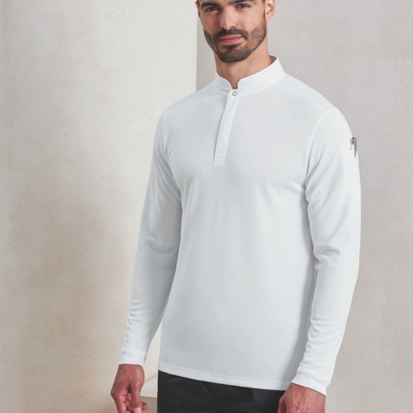 Long-Sleeve white Chef's Polo