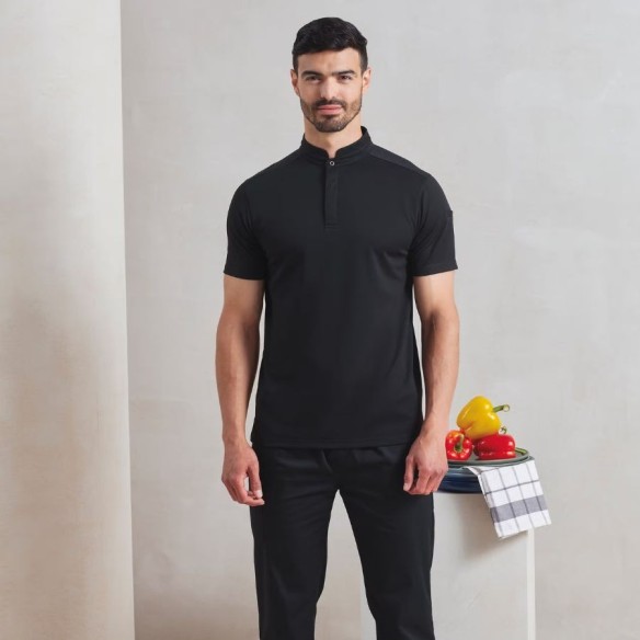 Polo de chef à manches courtes Coolchecker noir