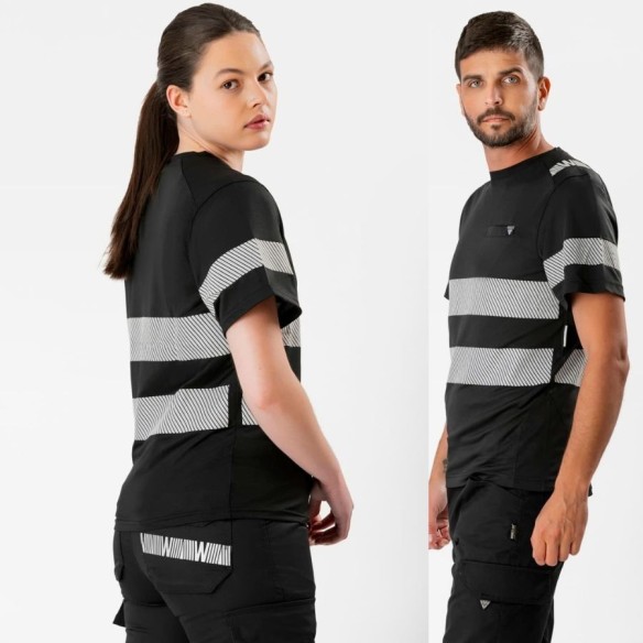 Short-sleeved T-shirt with reflective strips | Workteam high visib.