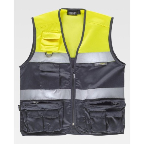Safari vest with reflective tape | Workteam high visibility | VESLAB.COM