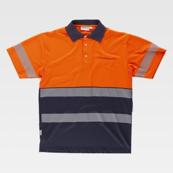 High-visibility two-tone short-sleeved polo shirt | Workteam uniforms | VESLAB.COM