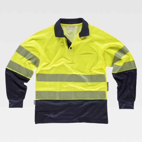 High-visibility two-tone short-sleeved polo shirt | Workteam uniforms | VESLAB.COM