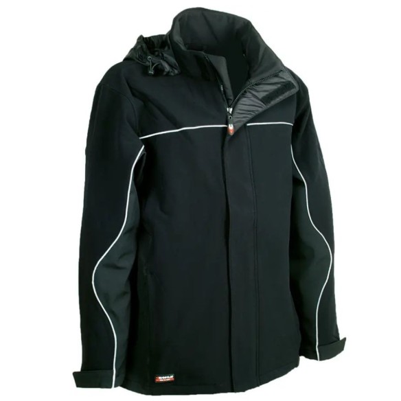Chaqueta con capucha softshell Cofra NORWAY negro y gris