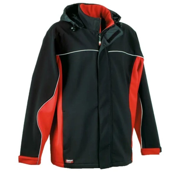 Chaqueta con capucha softshell Cofra NORWAY negro/rojo