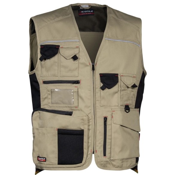 Chaleco de trabajo Cofra EXPERT, color beige/negro