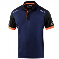 Polo técnico Sparco Toledo - Azul marino/naranja fluor - frontal | Veslab