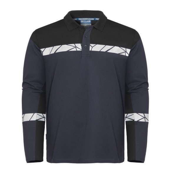 9910-VIZ Projob Long-sleeved piqué polo shirt navy