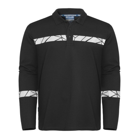 9910-VIZ Projob Long-sleeved piqué polo shirt noir