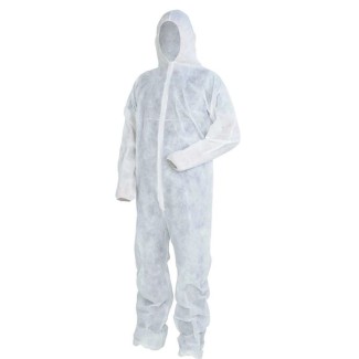 Mono desechable con capucha Cofra Sheer-Pro (50 uds.) blanco