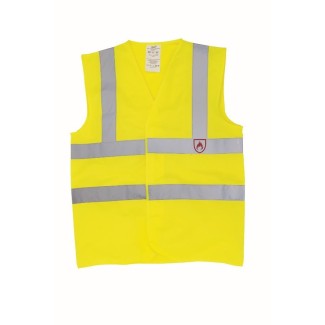 High-visibility vest with heat and flame protection