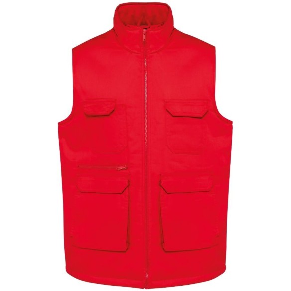 Padded multi-pocket vest unisex red