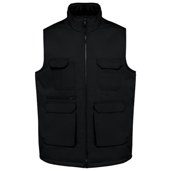 Padded multi-pocket vest unisex black
