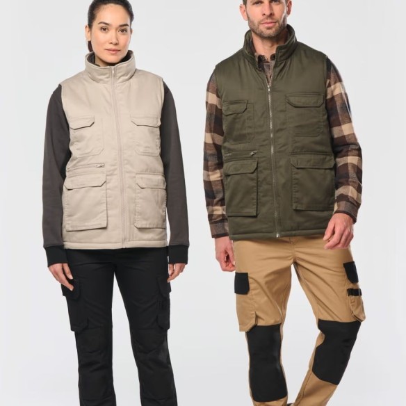 Padded multi-pocket vest unisex colour