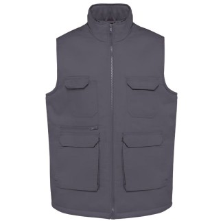 Padded multi-pocket vest unisex beige 2