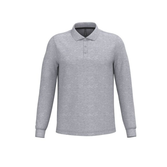 Polo màniga llarga home Kariban heather gris