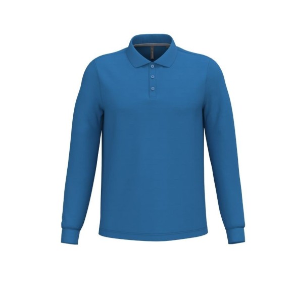 Men’s long sleeve polo shirt Kariban light blue royal