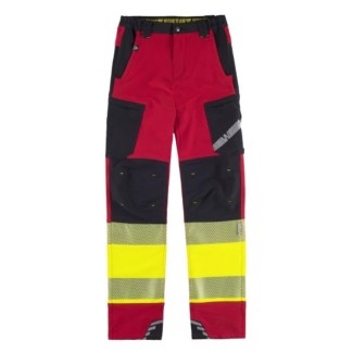 Pantalon élastique tricolore avec haute visibilité C3555 rouge