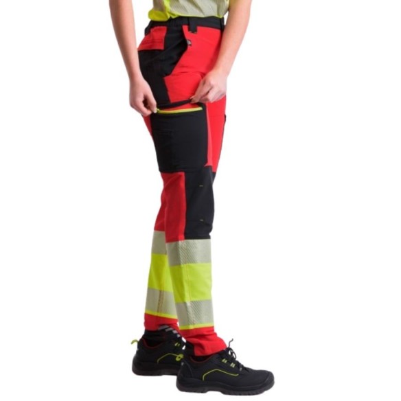 Pantalón elástico tricolor de alta visibilidad C3555 rojo 4