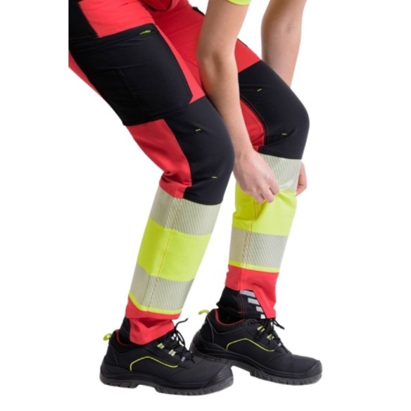 Pantalón elástico tricolor de alta visibilidad C3555 rojo 5