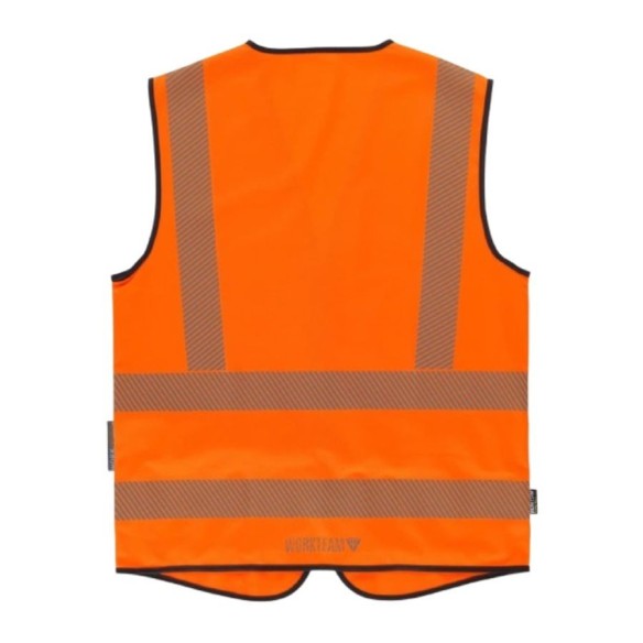 High-visibility vest with segmented reflective bands back