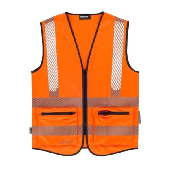 Chaleco de alta visibilidad con bandas reflectantes segmentadas naranja