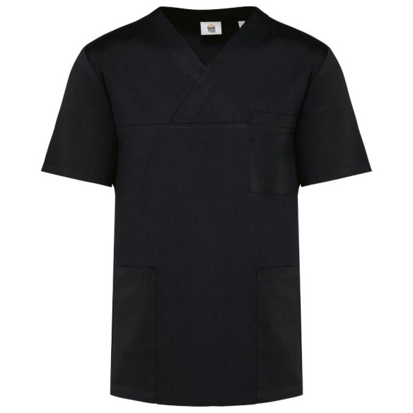 Short-Sleeve Poly-Cotton Unisex black Scrub Top