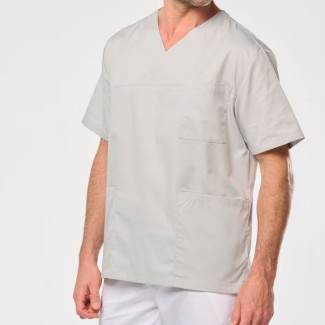 Short-Sleeve Poly-Cotton Unisex grey Scrub Top 2