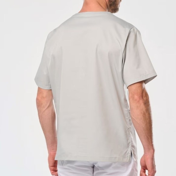 Short-Sleeve Poly-Cotton Unisex grey Scrub Top 3