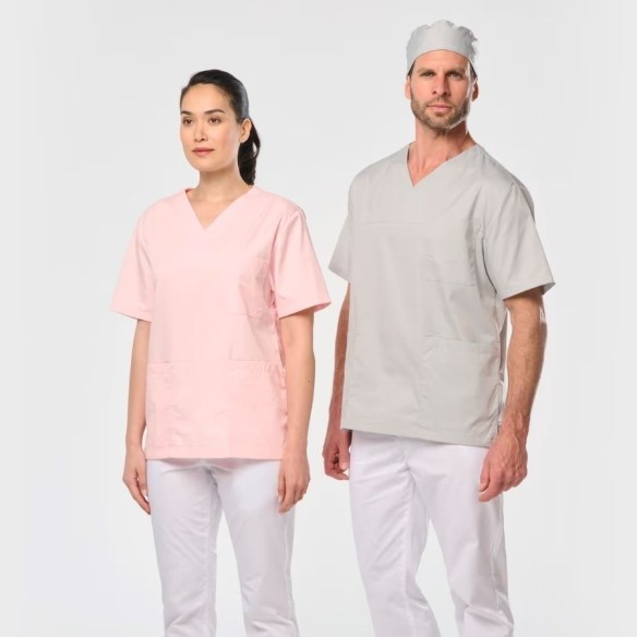 Casaca Polialgodón Manga Corta Unisex gris WK507