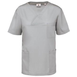 Short-Sleeve Poly-Cotton Unisex grey Scrub Top