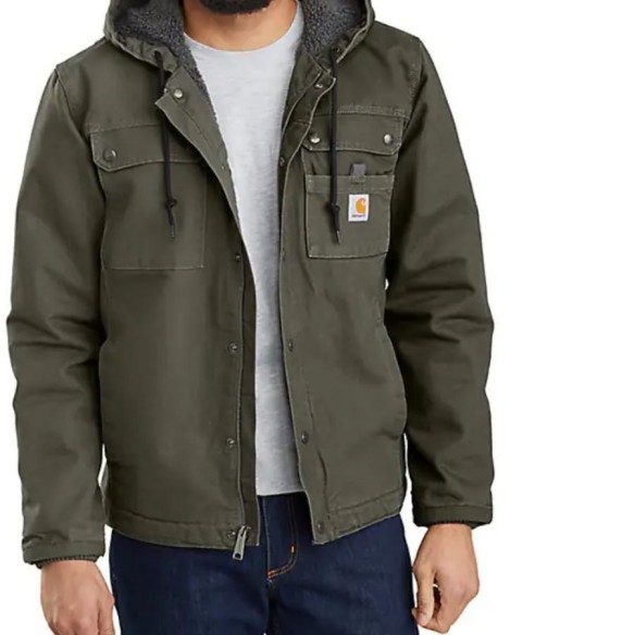 Carhartt Relaxed Fit Washed Duck Sherpa-Lined Utility Jacket green