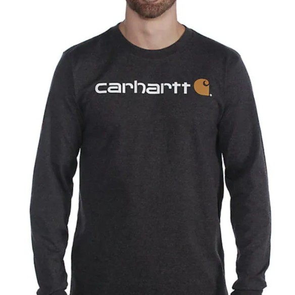 T-shirt Carhartt Relaxed Fit Heavyweight Long-Sleeve Logo Graphic noir