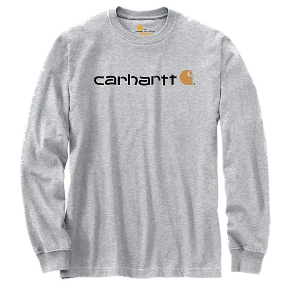 T-shirt Carhartt Relaxed Fit Heavyweight Long-Sleeve Logo Graphic gris