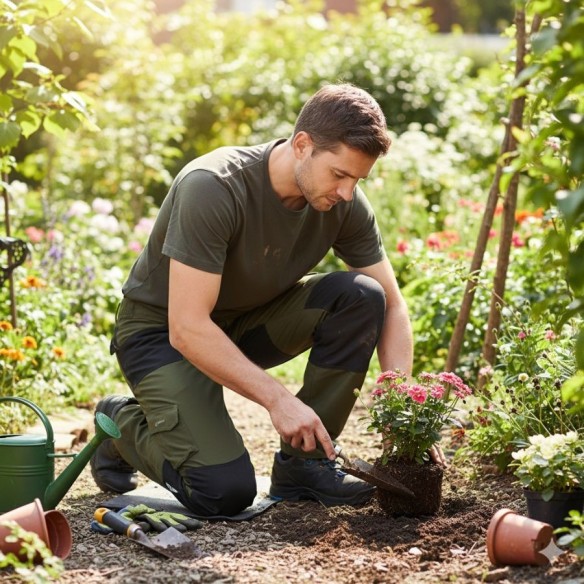 Pantalones de trabajo elásticos FLEXARD verde lateral imagen