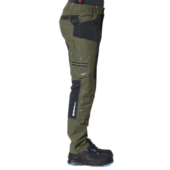 Pantalones de trabajo elásticos FLEXARD verde lateral